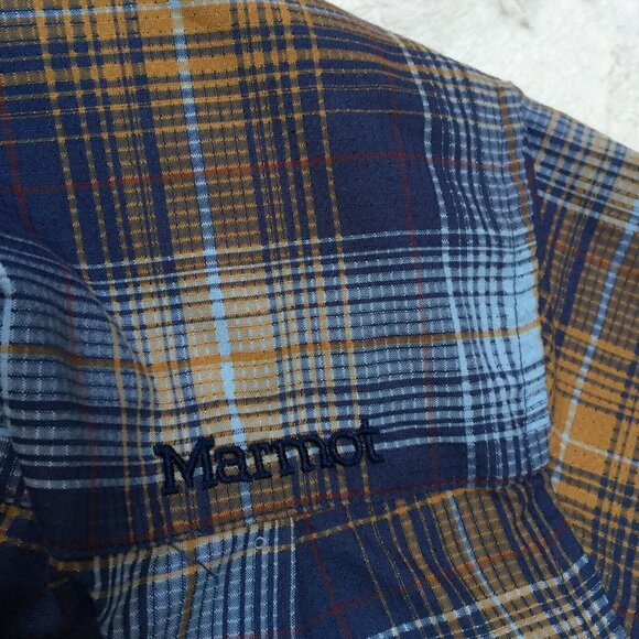 Marmot Mens Button Up Plaid Shirt Size XXL Pocket Multicolor Short Sleeve Casual - Picture 11 of 11